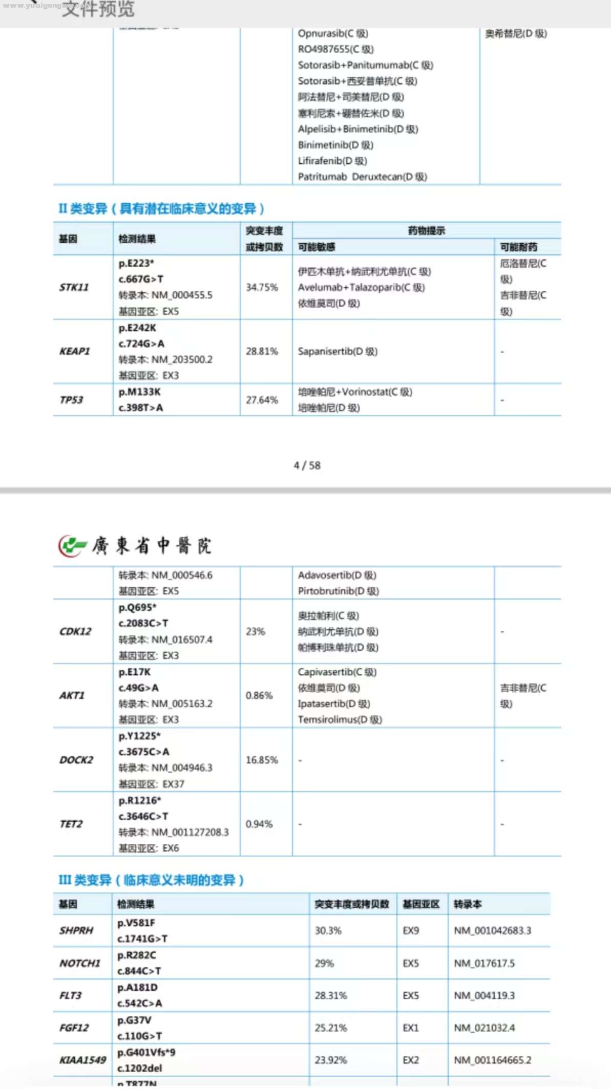 基因检测（II类变异）